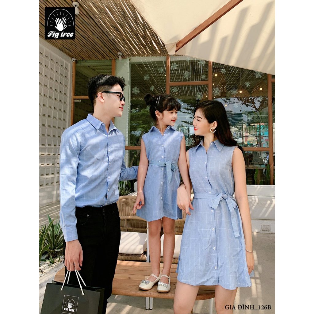 Đồng Phục Gia Đình Fig Tree Sọc Caro Xanh Siêu Xinh ( MS :126B)