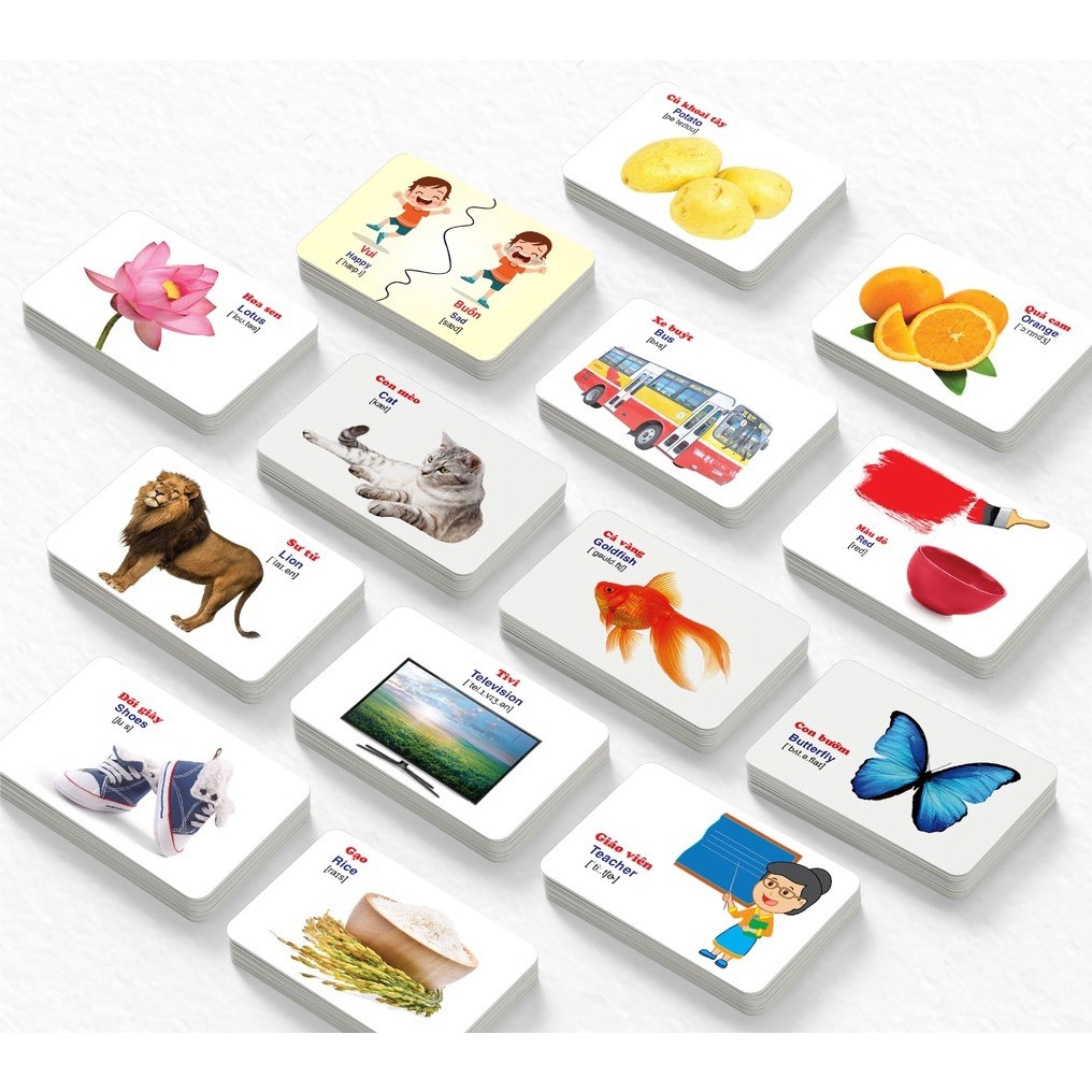 Sách - Thẻ Học Thông Minh Flashcard song ngữ Việt-Anh 16 Chủ Đề, 416 Thẻ - Bé làm quen với thế giới xung quanh