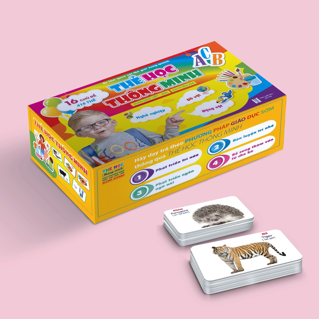 Sách - Thẻ Học Thông Minh Flashcard song ngữ Việt-Anh 16 Chủ Đề, 416 Thẻ - Bé làm quen với thế giới xung quanh