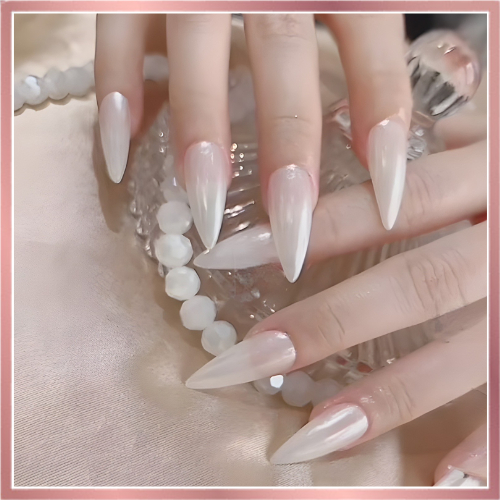 Nail Nước Gạo Tráng Gương, Bộ 10 Móng Đủ 5 Phụ Kiện [ HÀNG THIẾT KẾ ]-  Nailbox Thiết ế Hàn Nhật Trung