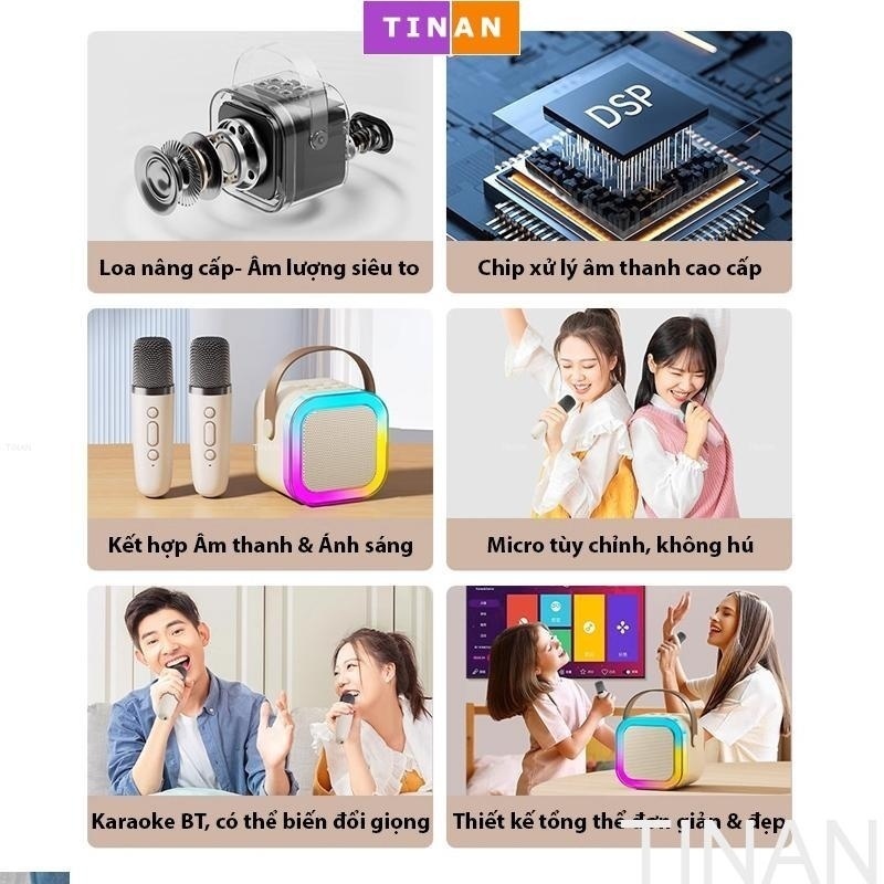 Loa Blueooth Karaoke Mini K12, Thiết Kế Nhỏ Nhắn, Âm Thanh Cực Hay - ảnh 6