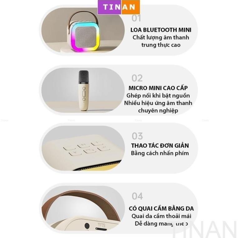 Loa Blueooth Karaoke Mini K12, Thiết Kế Nhỏ Nhắn, Âm Thanh Cực Hay - ảnh 4