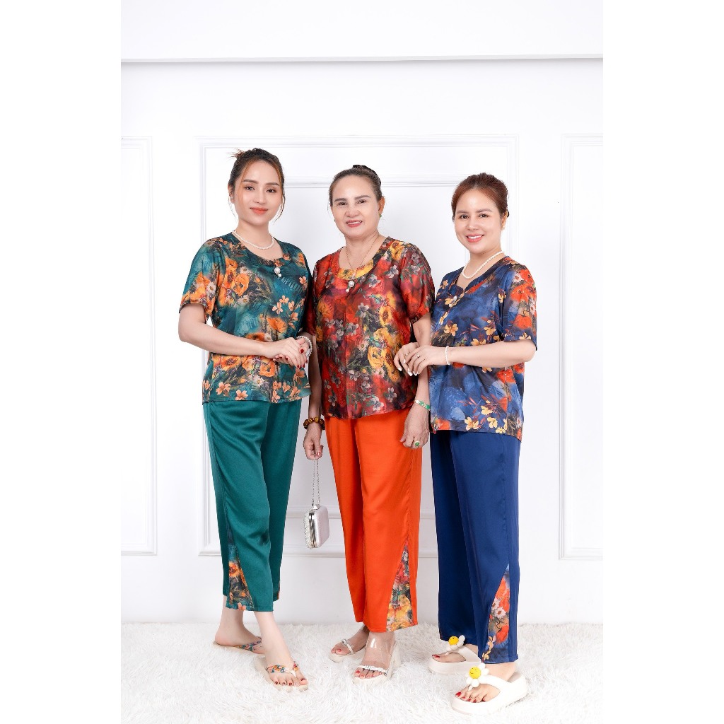 ĐỒ BỘ TRUNG NIÊN CAO CẤP CỔ TRÒN LỤA HAI DA  KÈM TAG  ( CÀI ÁO ) QUẦN 9 TẤC HAN.T SHOP