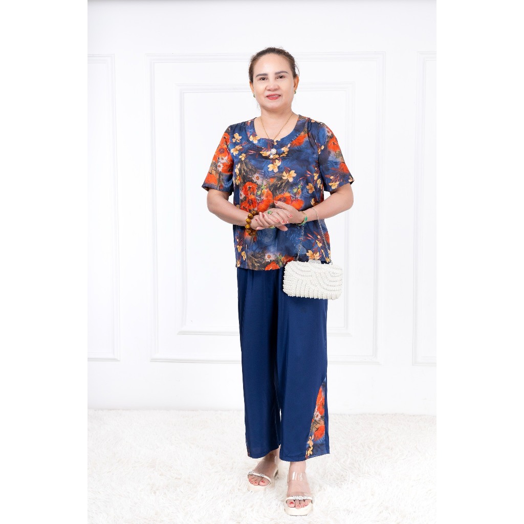 ĐỒ BỘ TRUNG NIÊN CAO CẤP CỔ TRÒN LỤA HAI DA  KÈM TAG  ( CÀI ÁO ) QUẦN 9 TẤC HAN.T SHOP