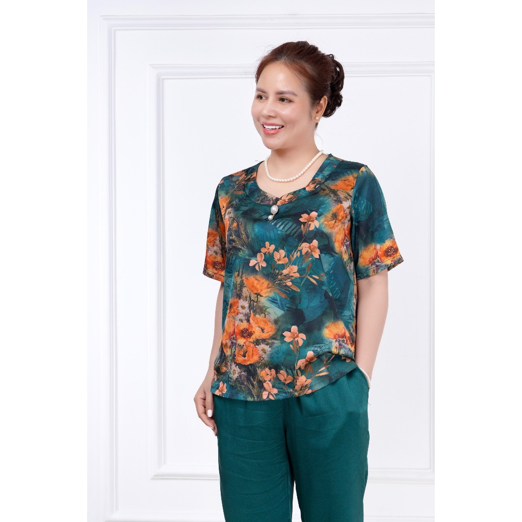 ĐỒ BỘ TRUNG NIÊN CAO CẤP CỔ TRÒN LỤA HAI DA  KÈM TAG  ( CÀI ÁO ) QUẦN 9 TẤC HAN.T SHOP
