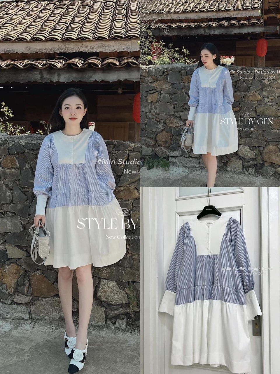 Miyake Dress - Đầm Midi Dáng Bút Chì Tay Phồng Khoét Vai