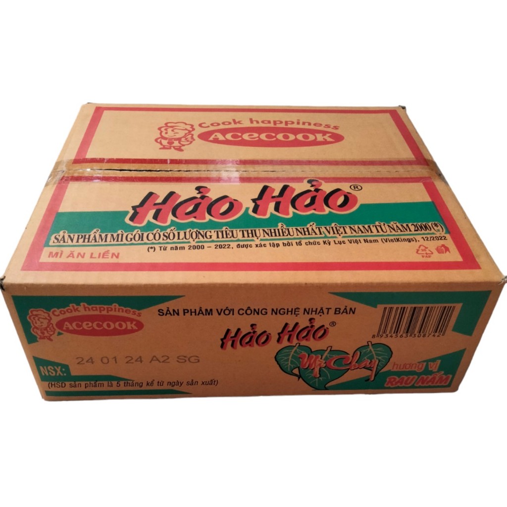 Thùng 30 gói mì chay Hảo Hảo hương vị Rau Nấm 74gr