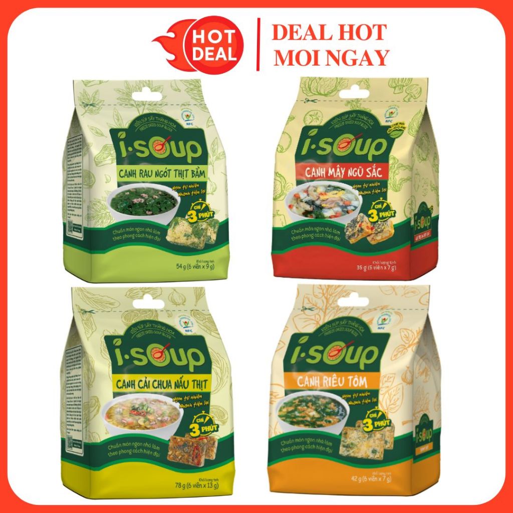 [MỚI NHẤT] Canh Ăn Liền I-Soup Rau Ngót Nấu Thịt/Rau Củ Nấm/Cải Chua ...