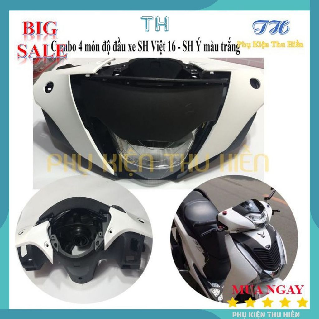 Combo 4 Món Độ Đầu Xe SH Việt 16 - SH Ý Màu Trắng | Shopee Việt Nam