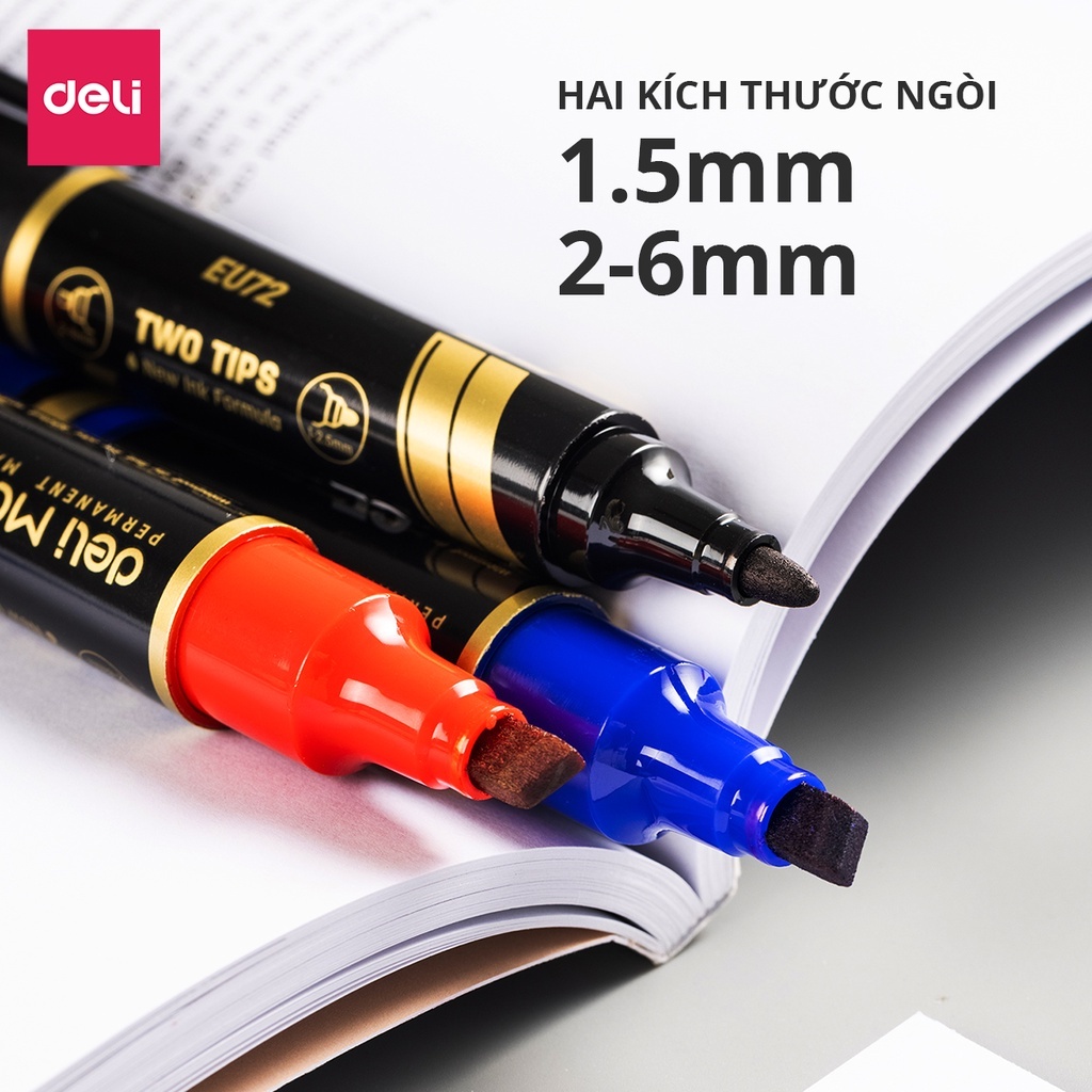 Bút Lông Dầu Dạ 2 Đầu Màu Đen/Xanh/Đỏ DELI DL-EU72-BK/DL-EU72-BL/DL-EU72-RD  - HÀNG CHÍNH HÃNG | Shopee Việt Nam