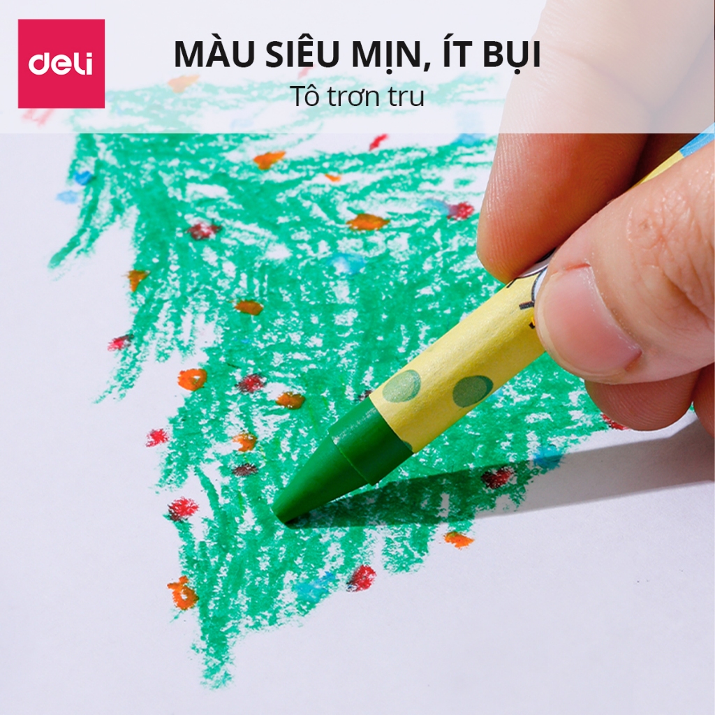 [TRỢ GIÁ] Bút Sáp Màu Nến Bọt Biển Cho Bé Deli - 16/24 Màu Tươi Đậm Ít Vụn An Toàn Với Trẻ Nhỏ Tô Màu Vẽ Tranh Mỹ Thuật
