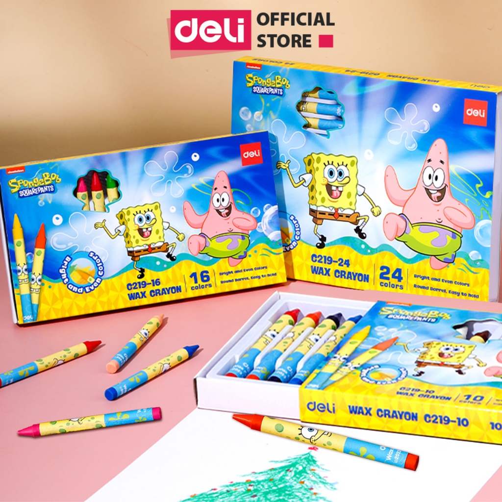 Bút Sáp Màu Nến Bọt Biển Cho Bé Deli - 16/24 Màu Tươi Đậm Ít Vụn An Toàn Với Trẻ Nhỏ Học Sinh Tô Màu Vẽ Tranh Mỹ Thuật