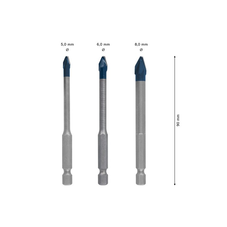 Bosch Professional Expert HEX-9 HardCeramic Fliesenbohrer-Set, 3-tlg