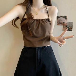 Set áo yếm thun mix áo croptop len lỗ lỡ cộc tay cá tính lắm 502