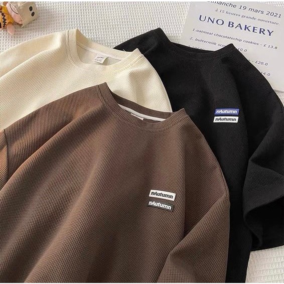 Ảnh ÁO THUN 19Autumn NAD Unisex Áo phông nam nữ tay lỡ oversize form rộng chất liệu cotton dệt tổ ong thoáng mát 1