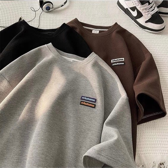 Ảnh ÁO THUN 19Autumn NAD Unisex Áo phông nam nữ tay lỡ oversize form rộng chất liệu cotton dệt tổ ong thoáng mát 3