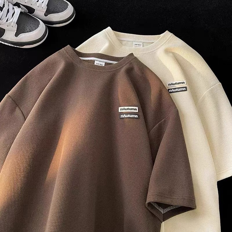 Ảnh ÁO THUN 19Autumn NAD Unisex Áo phông nam nữ tay lỡ oversize form rộng chất liệu cotton dệt tổ ong thoáng mát 4