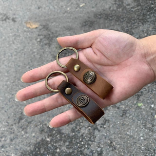Móc chìa khoá da thật, móc dây da treo chìa khoá, móc khoá xe da bò  Handmade cúc bấm ngẫu nhiên