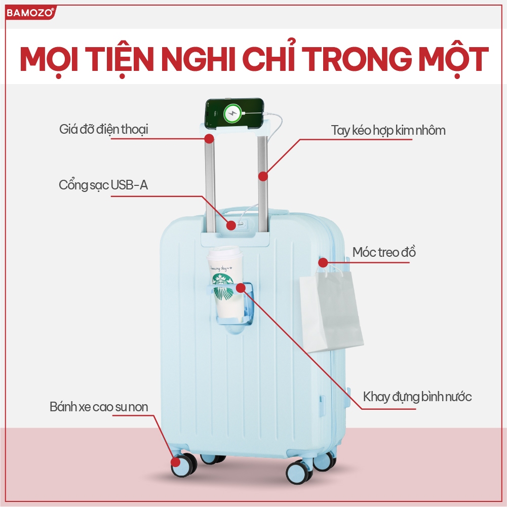 Ảnh Vali Du Lịch Bamozo 8812 Thời Trang Size 20/24 2