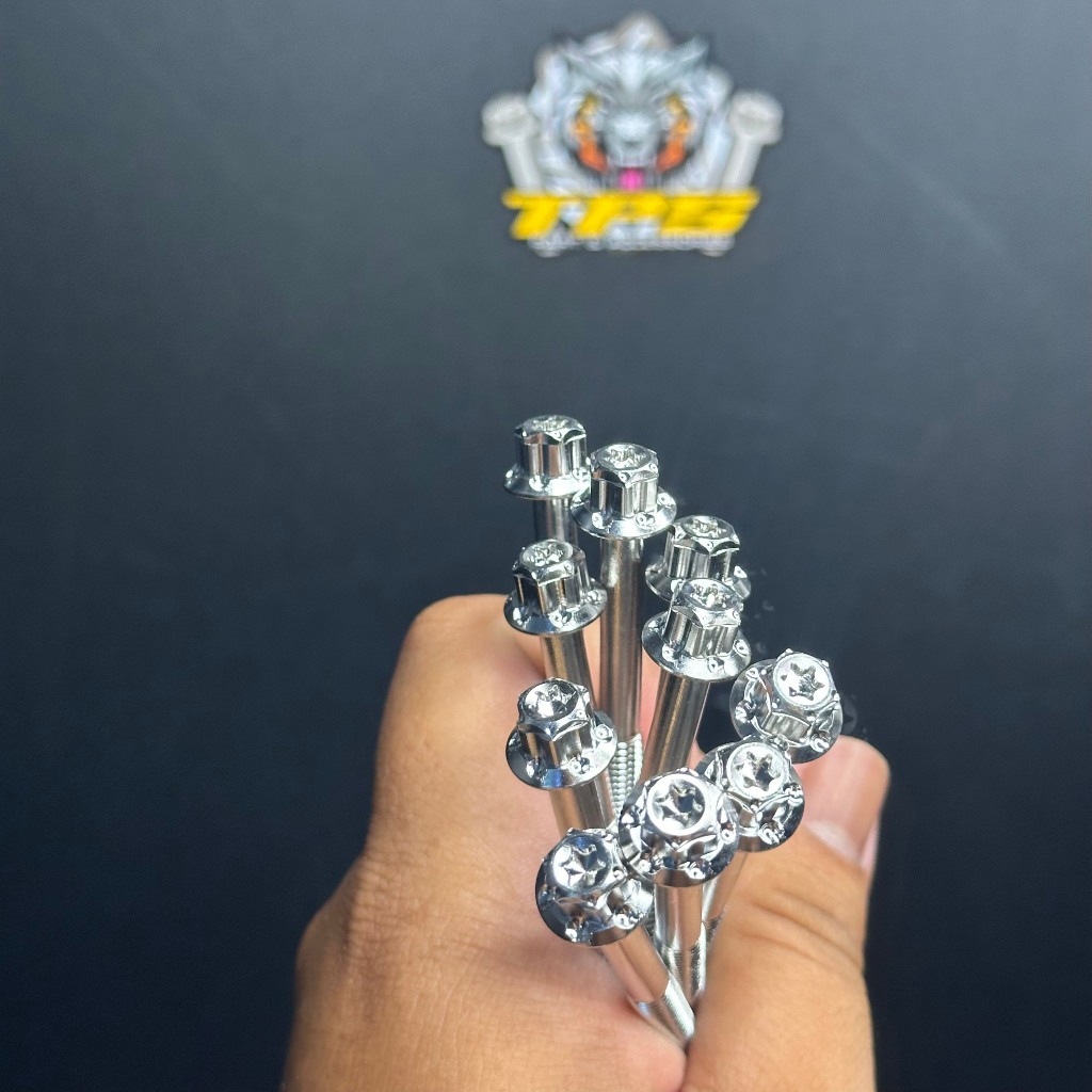 Ốc lốc máy inox 304 mẫu Bông S3 và tặng long đèn và khăn 3M [phụ tùng phụ kiện xe máy]