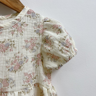 Romper bé gái tay bồng chất liệu xô muslin cao cấp