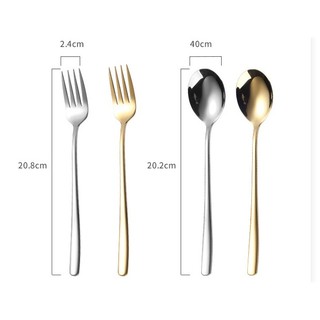 Bộ  muỗng nĩa inox  vàng bạc dùng ăn cơm ăn tiệc nhà hàng sang trọng- muong cơm - nĩa an co
