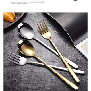 Bộ  muỗng nĩa inox  vàng bạc dùng ăn cơm ăn tiệc nhà hàng sang trọng- muong cơm - nĩa an co