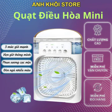 Quạt điều hòa mini , Quạt điều hoà hơi nước dung tích 600ml, Quạt phun sương làm mát 3 chế độ tích hợp đèn led