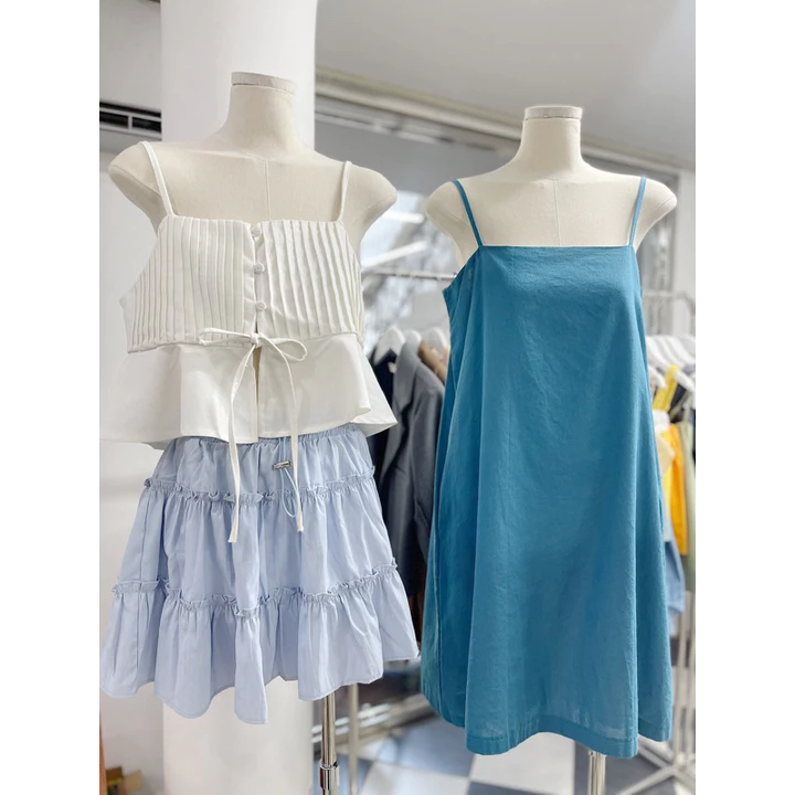 THY THY BS DRESS- Đầm Suông Hai Dây Linen Ngắn, Đầm Babydoll Hai Dây Dáng Suôngg kĩ