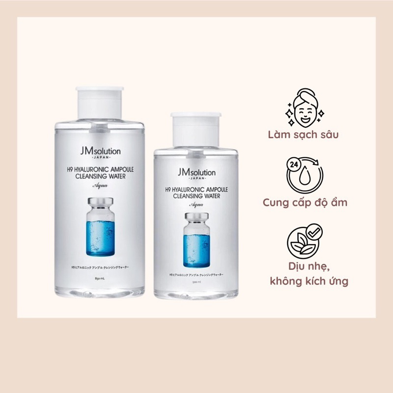 Nước tẩy trang JM JMSOLUTION JP H9 AMPOULE WATER AQUA 500ml-850ml - hạn 2028 Hàn Quốc  IS182