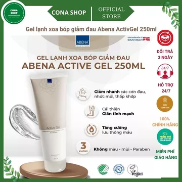 Gel xoa bóp lạnh giảm đau cơ Abena Active Gel mẫu mới - Nhập khẩu Đan Mạch (tuýp 250ml), cona shop