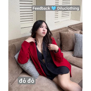 Áo blazer nữ màu đỏ form nút bọc vải [MAY THEO SỐ ĐO] áo khoác vest chất liệu cao cấp, 2 lớp-lót lụa