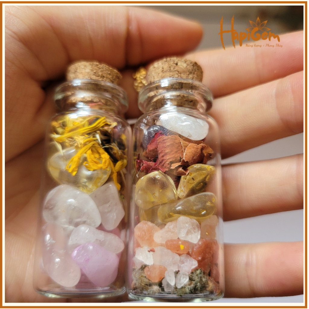 Hũ spell thu hút  NYC - thạch anh mix thảo mộc thiên nhiên