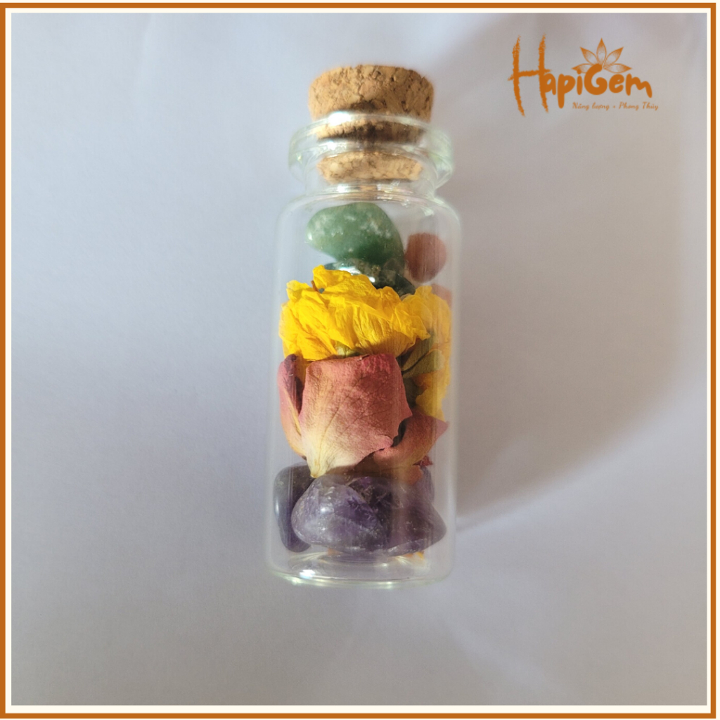 Hũ Spell Jar Cải Thiện Sự Nghiệp thạch anh  mix thảo mộc thiên nhiên- giúp cải thiện  năng lượng phát triển sự nghiệp