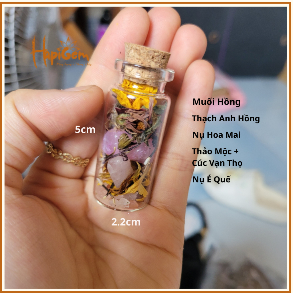 Hũ spell thu hút  NYC - thạch anh mix thảo mộc thiên nhiên