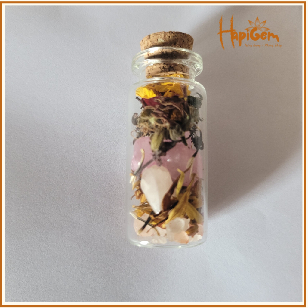 Hũ spell thu hút  NYC - thạch anh mix thảo mộc thiên nhiên