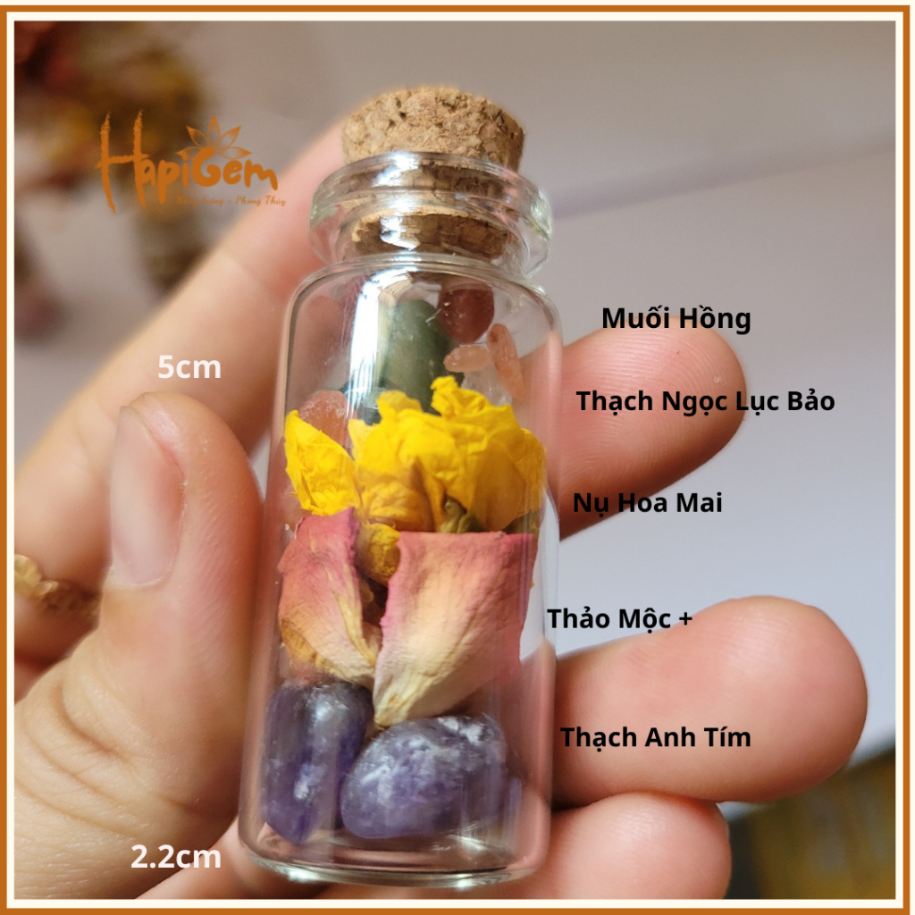 Hũ Spell Jar Cải Thiện Sự Nghiệp thạch anh  mix thảo mộc thiên nhiên- giúp cải thiện  năng lượng phát triển sự nghiệp