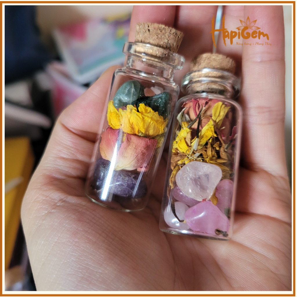 Hũ Spell Jar Cải Thiện Sự Nghiệp thạch anh  mix thảo mộc thiên nhiên- giúp cải thiện  năng lượng phát triển sự nghiệp