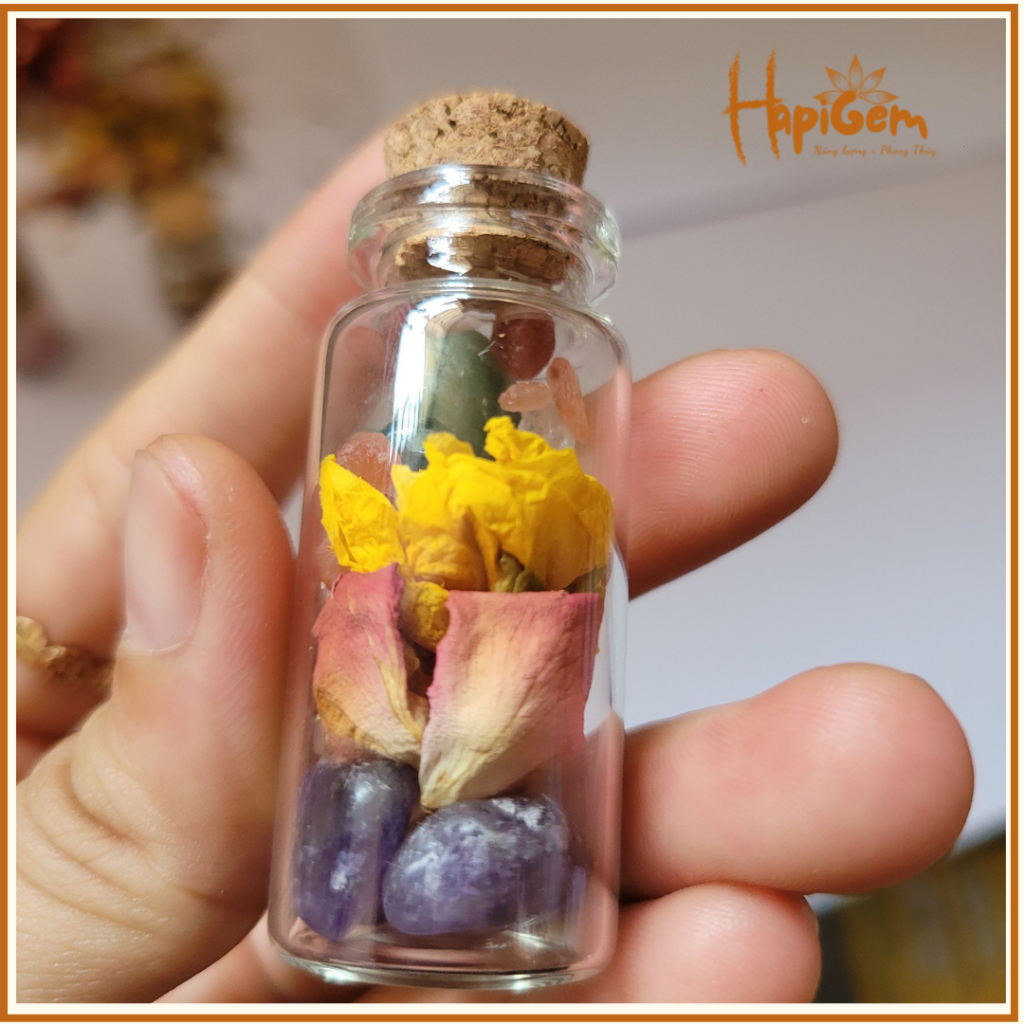 Hũ Spell Jar Cải Thiện Sự Nghiệp thạch anh  mix thảo mộc thiên nhiên- giúp cải thiện  năng lượng phát triển sự nghiệp