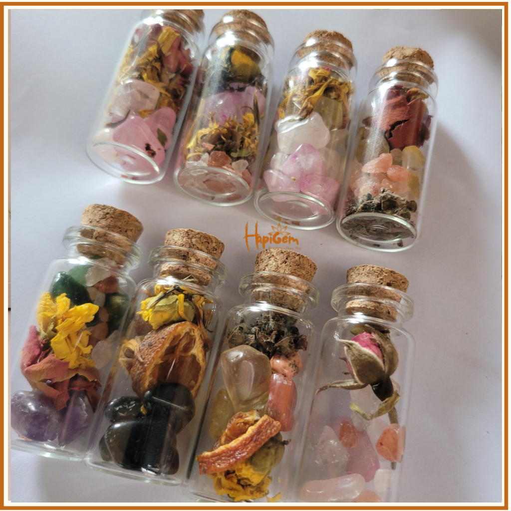 Hũ Spell Jar Cải Thiện Sự Nghiệp thạch anh  mix thảo mộc thiên nhiên- giúp cải thiện  năng lượng phát triển sự nghiệp