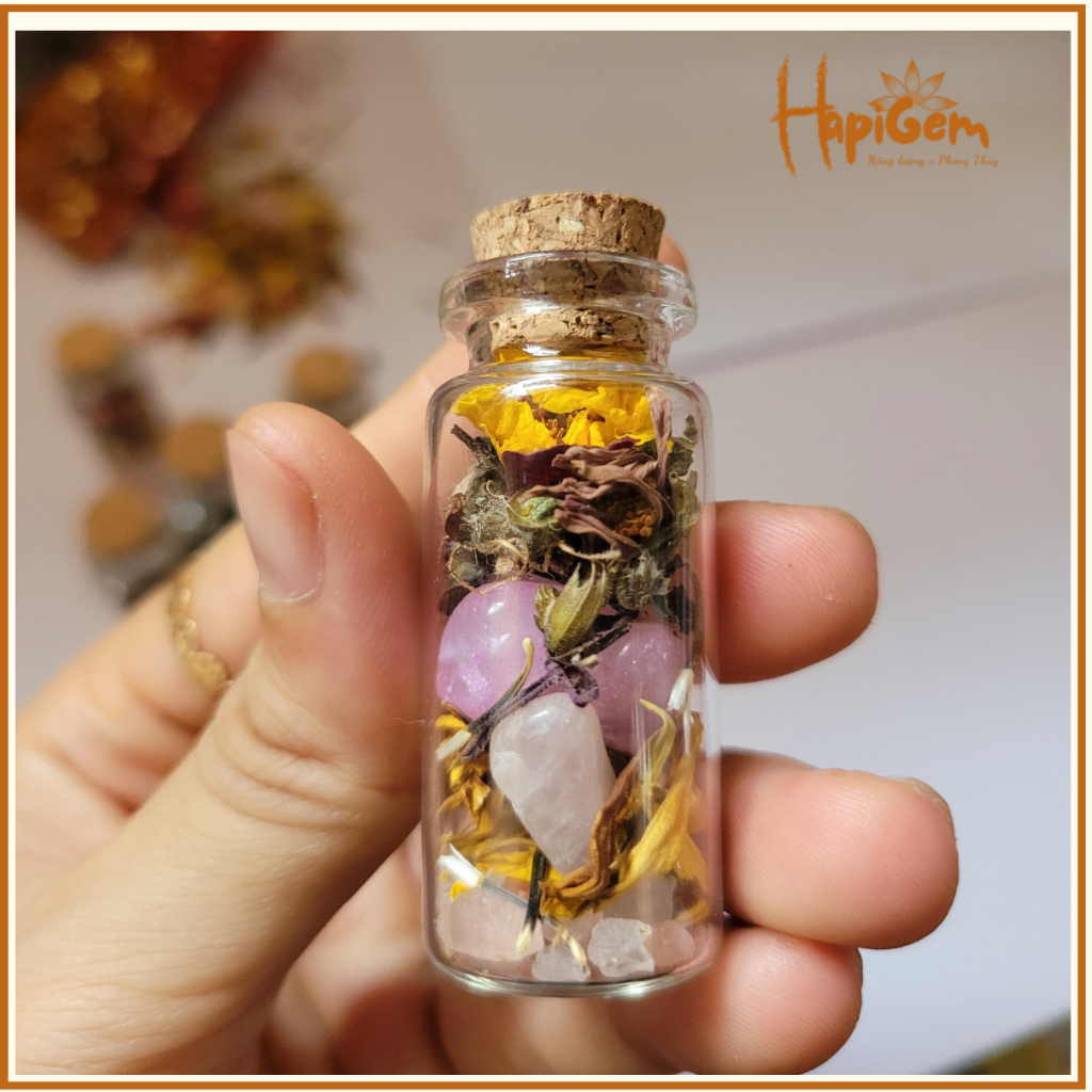 Hũ spell thu hút  NYC - thạch anh mix thảo mộc thiên nhiên