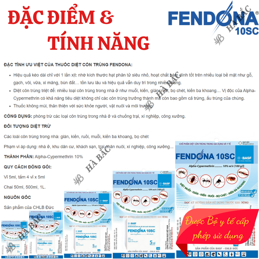 Thuốc diệt côn trùng trong nhà Fendona 10SC HỢP TRÍ, ruồi muỗi kiến gián (GÓI 5ML)