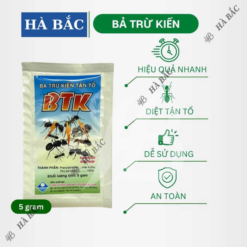 Thuốc trừ kiến, bả diệt kiến, bả trừ kiến tận gốc BTK (gói 5gram) - Siêu hiệu quả, an toàn sử dụng
