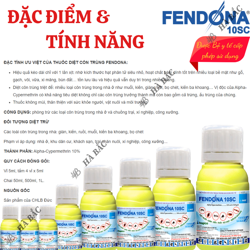 Thuốc diệt côn trùng trong nhà Fendona 10SC HỢP TRÍ, ruồi muỗi kiến gián (chai 50ml)