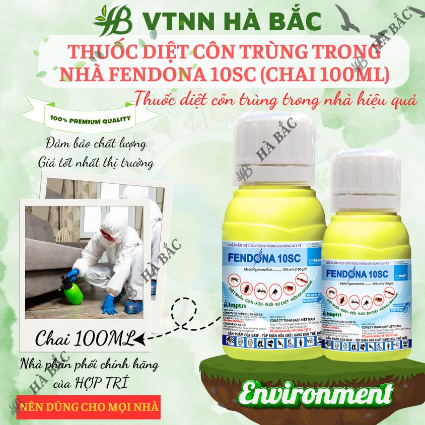 Thuốc diệt côn trùng trong nhà Fendona 10SC HỢP TRÍ, ruồi muỗi kiến gián (chai 50ml)