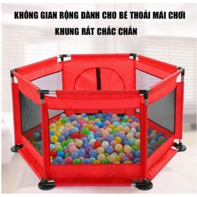 TẶNG 10 BÓNG Quây Bóng lục giác Quây Cũi Kiêm Nhà Bóng Khung Inox Tặng Kèm Bóng Đa Sắc Đủ màu
