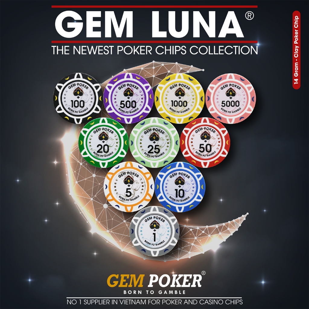 CHIP POKER GEM LUNA CLAY ĐẤT SÉT LÕI SẮT - CỌC 25 CHIP BÁN LẺ | Shopee ...