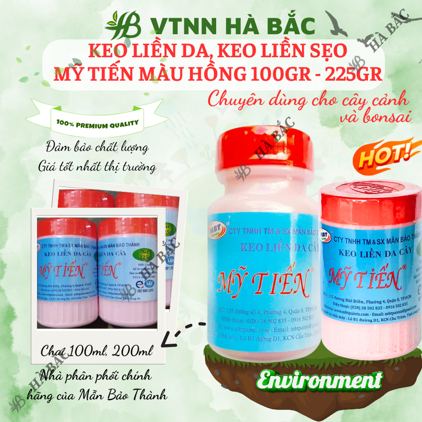 Keo liền da cây - keo liền sẹo - thuốc hỗ trợ chiết cành Mỹ Tiến hũ màu hồng (100gr, 225gr), chế phẩm bảo vệ thực vật