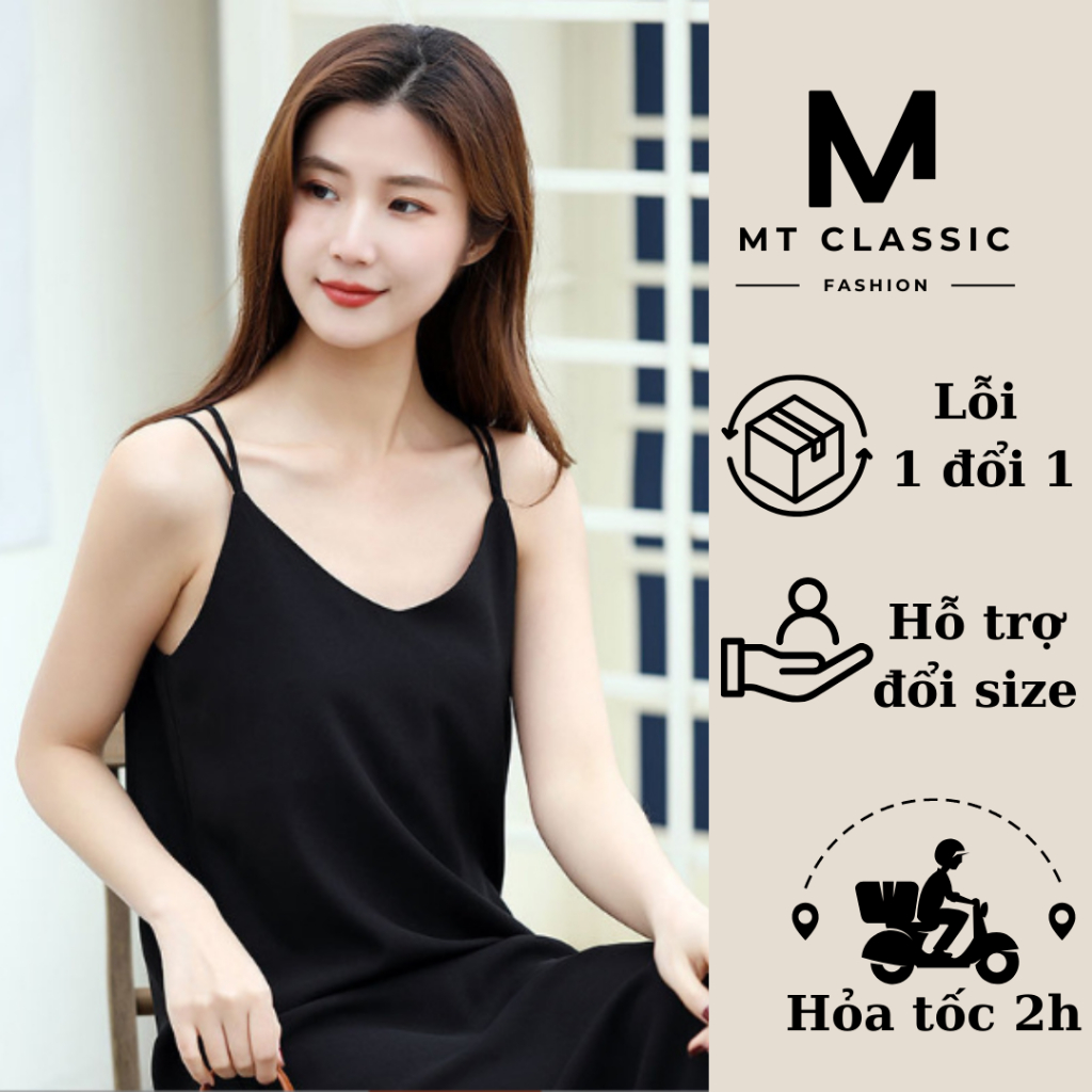 ( Hỏa tốc ) Đầm suông 2 dây dài, váy đầm maxi vải lụa mango hai lớp cao cấp mềm mịn, thoáng mát, không nhăn - MT CLASSIC