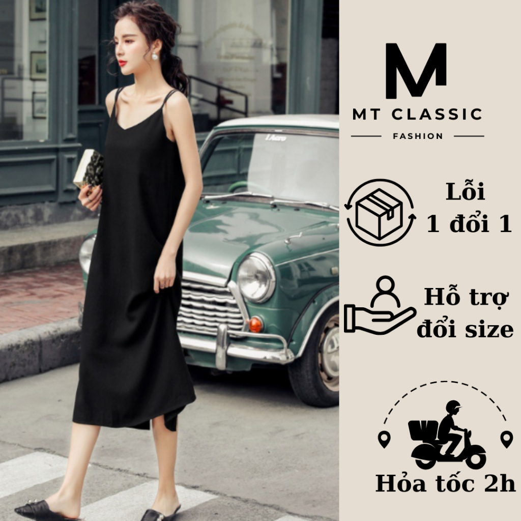 ( Hỏa tốc ) Đầm suông 2 dây dài, váy đầm maxi vải lụa mango hai lớp cao cấp mềm mịn, thoáng mát, không nhăn - MT CLASSIC